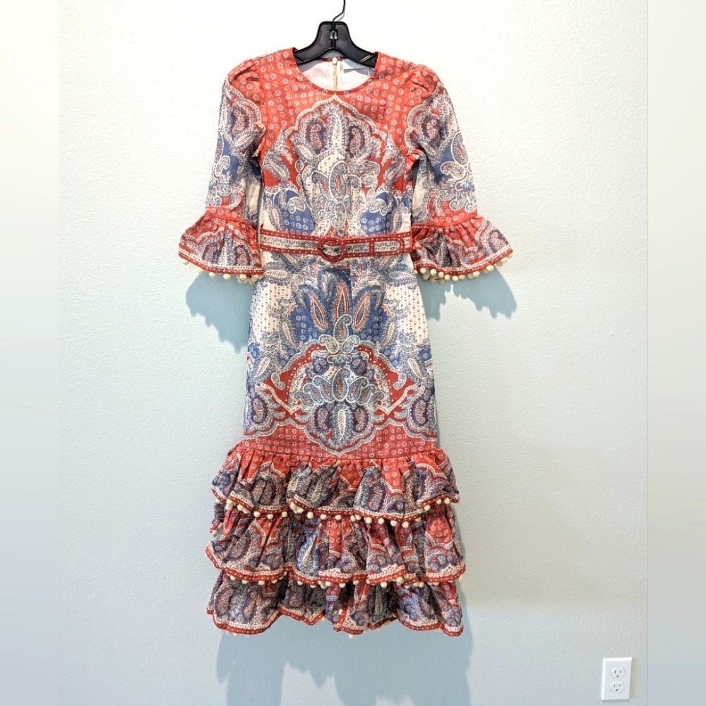 Zimmermann Vitali paisley-print tiered linen-voile dress